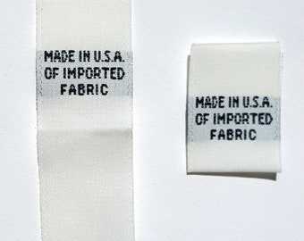 50 pcs White Woven Clothing Sewing Labels, Origin Label Tag - Made in USA of Imported Fabric
