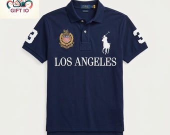 Polo Ralph Lauren Los Angeles Big Pony Embroidered Polo Shirt Navy Blue