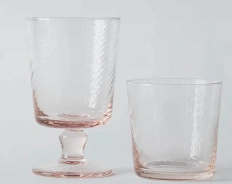 Set of 6 Venetian Hand Blown Goblet Wine Glasses
