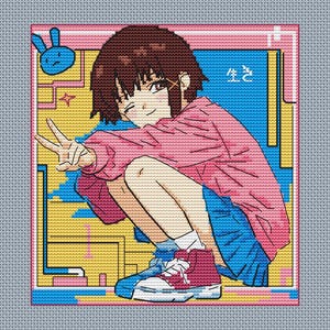 Experiments Lain. Ricamo fan art basato su anime