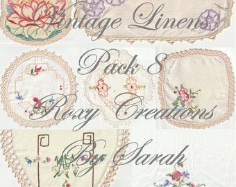 Vintage Linens Pack 8- Embroideries, Hankies, doilies