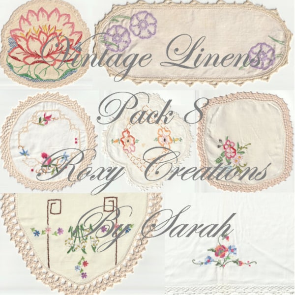 Pack de linge vintage 8- Broderies, Hankies, nappes