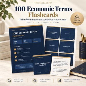 100 Economic Terms Flashcards | Printable Finance & Economics Study Cards