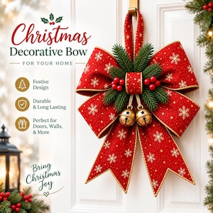Patrón de costura de lazo navideño en PDF / Patrón de lazo grande para fiestas, tutorial de costura para decoración navideña / Lazo de tela DIY / Descarga instantánea