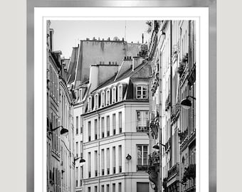 Black and white Paris photography Large wall art, City Architecture prints 16x20 18x24 Vertical poster