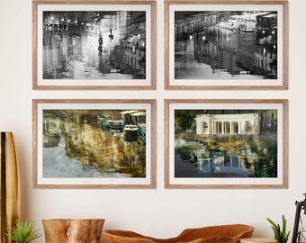 Abstract city Print set, Gallery wall set of 4 prints, Large artwork for walls St Petersburg Russia Fine art Photography 12x18 16x24 20x30
