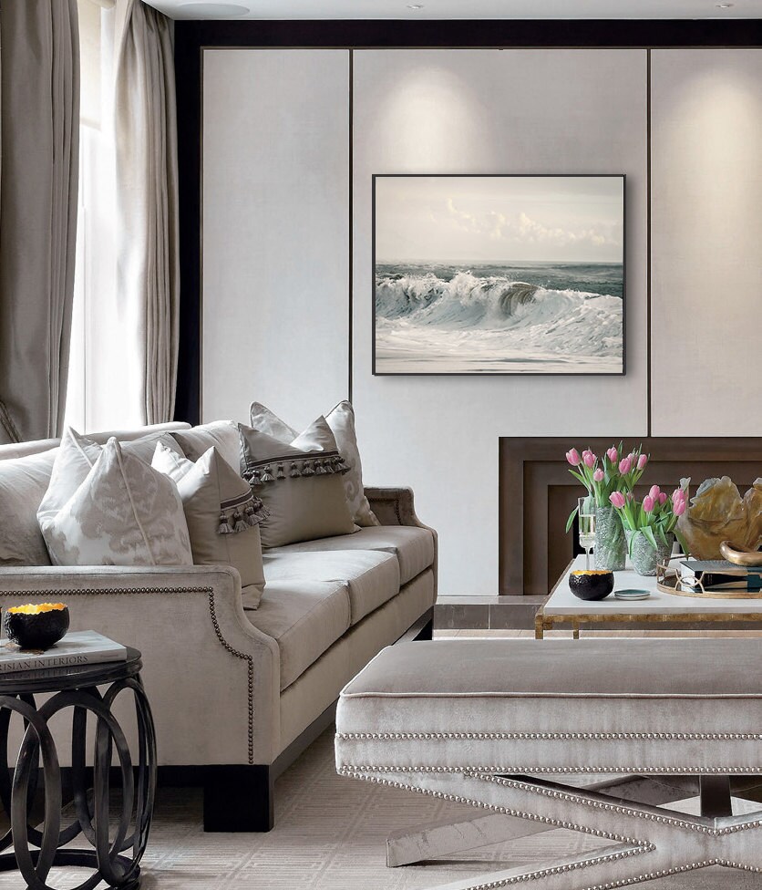 Ocean waves print Extra large White wall art Beach Surf print Etsy