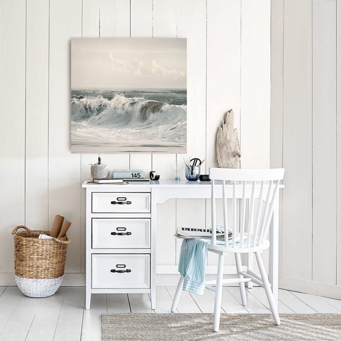 Ocean waves print Extra large White wall art Beach Surf print Etsy
