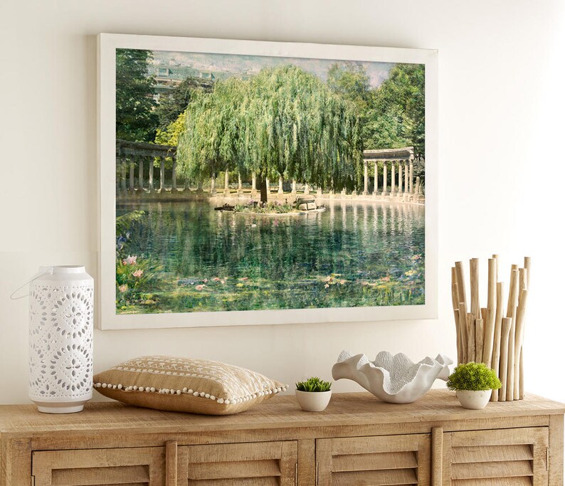 Willow tree wall art Green nature artwork Landscape Etsy