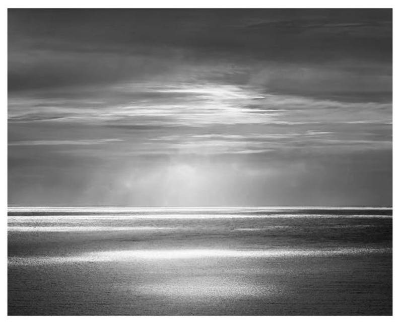 Night sea print Black and White ocean photography Abstract Etsy