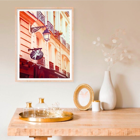 Paris Wall Art Pink And Yellow Print Cupid Love Print Ice Cream Art Photo Architectural Paris Bedroom Decor Romantic Gift For Her 12x16