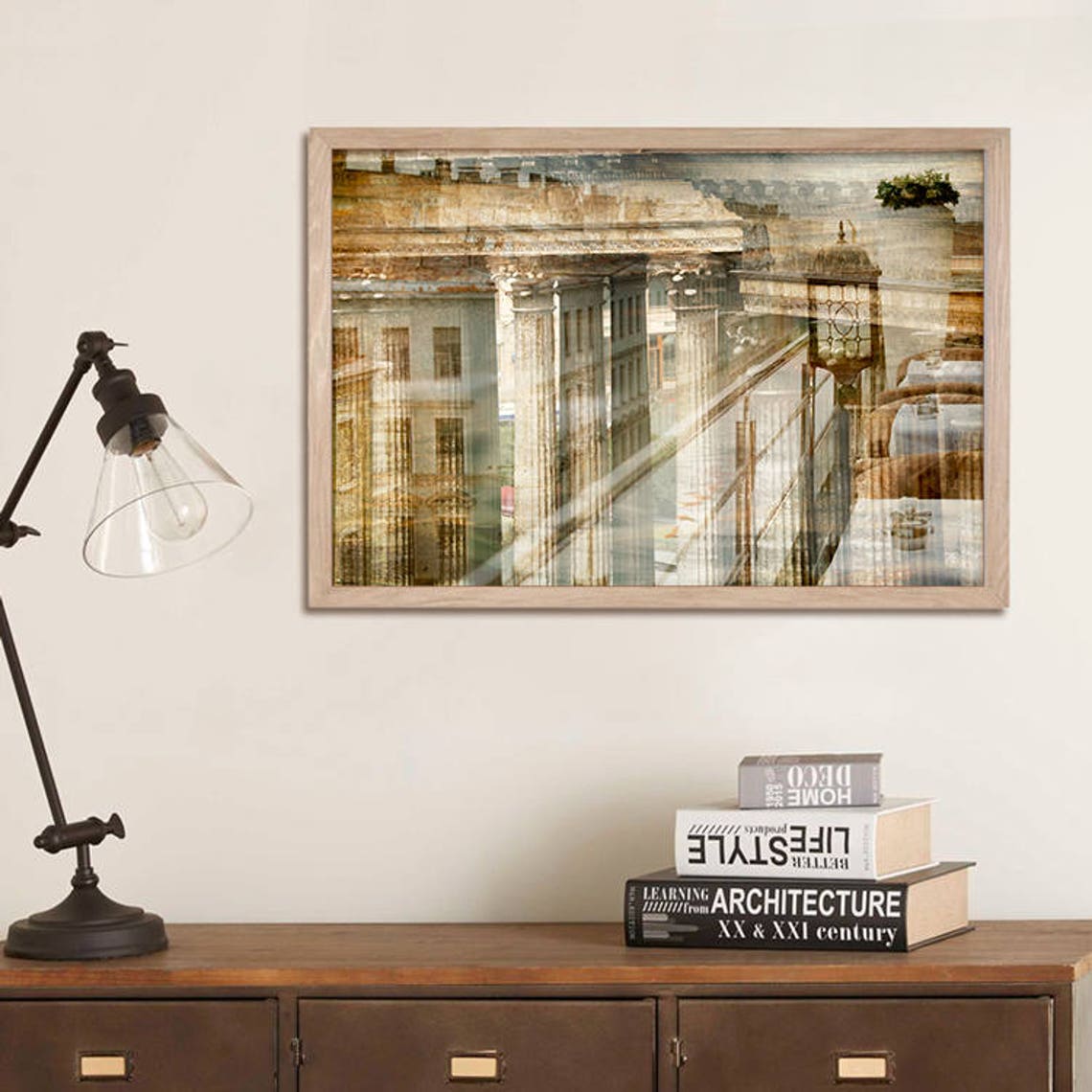 Abstract Architecture art City artwork Large wall art living Etsy