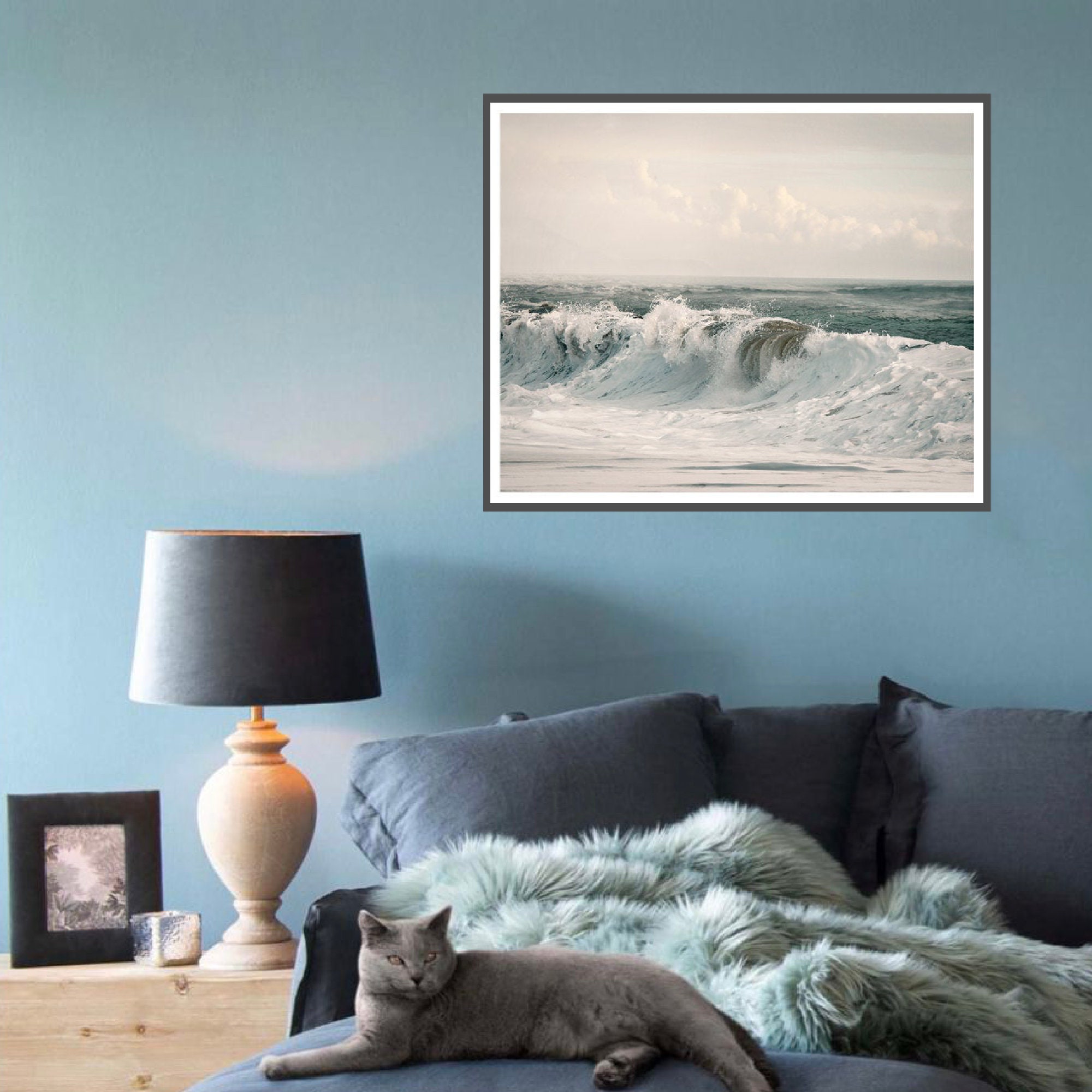 Ocean waves print Extra large White wall art Beach Surf print Etsy