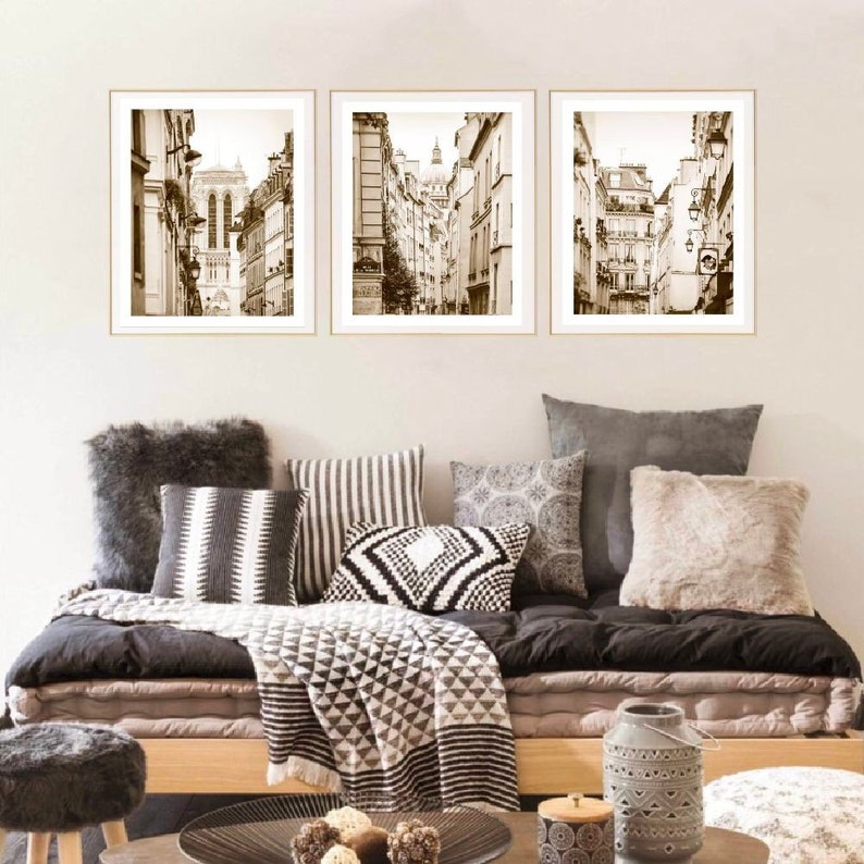 Gallery wall set of 3 prints Paris wall art set Architecture Etsy
