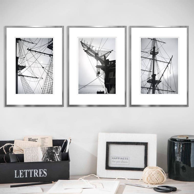 Nautical Wall decor Ship print Black and White photography | Etsy