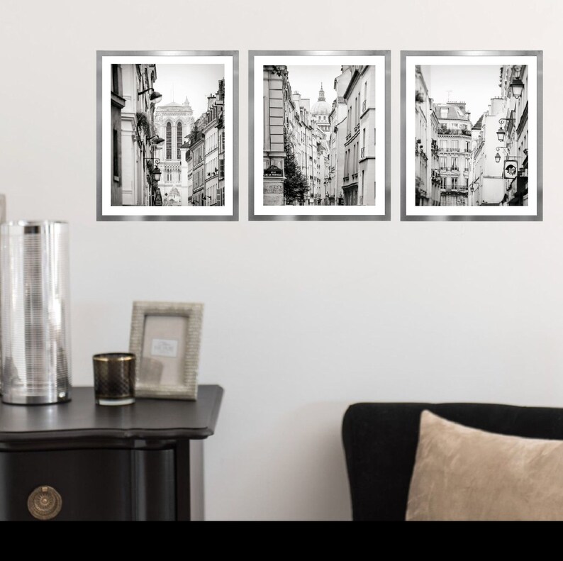Gallery wall set of 3 prints Paris wall art set Architecture Etsy