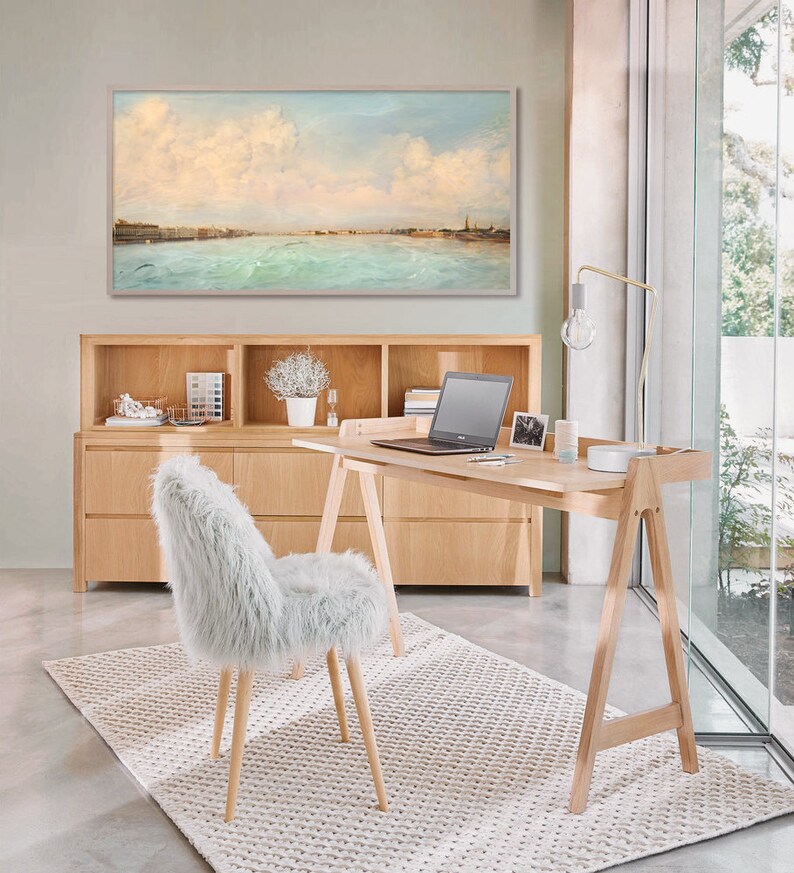 City landscape art Extra large wall art above bed Long Etsy