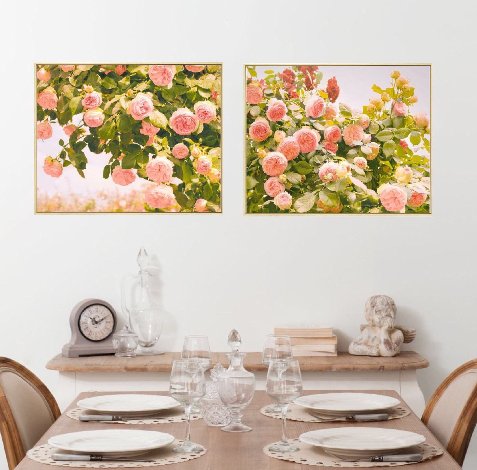 Pink Rose print Set of 2 Flower wall art Extra large art Etsy
