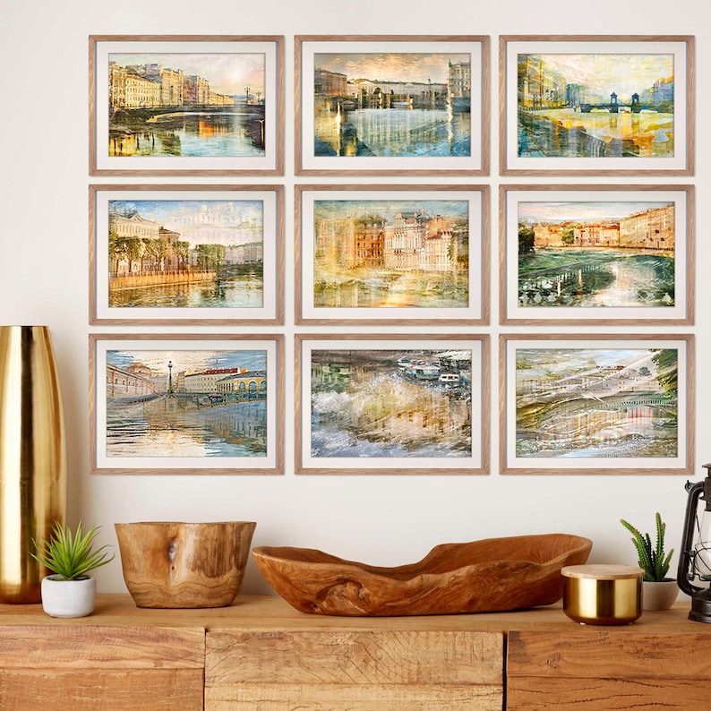 Gallery wall art set of 9 prints Europe cities wall art Large Etsy