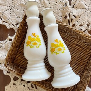 Vintage Avon Buttercup Candlestick Holders - Set of 2 - 1970's Milk Glass Floral Decor