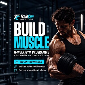 Gym Workout Plan PDF | 6-Week Muscle Building Programme | 4-Day Split | Incl. Video Demos