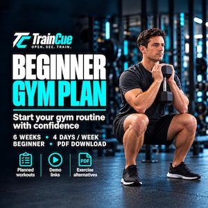 Trainingsschema voor beginners in de sportschool (PDF) | Basisprogramma van 6 weken | Fitnesstraining | Inclusief videodemonstraties