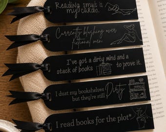 Black Acrylic Engraved Bookmarks: Adult Humor Reading Accessories