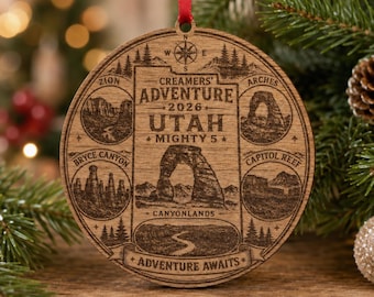 Personalized Utah Mighty 5 Ornament, Custom Family Name, National Park Keepsake