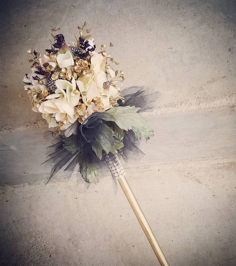 Harry Potter Themed Ivory Gold Black Tutu Flower Girl Wand ...