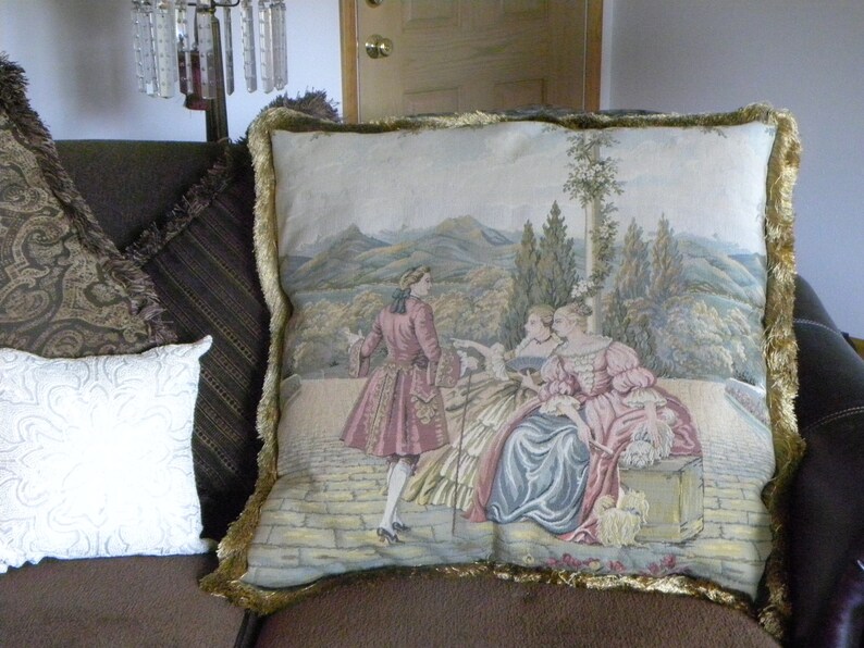 Vintage Aubusson Tapestry Pillows HUGE 30x30 1600s Rococo Etsy