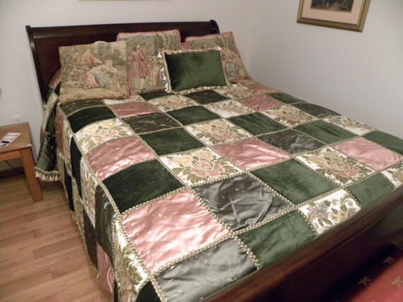 King Size Mint Condition Velvet Bedspread Tapestry Quilt Pink Etsy