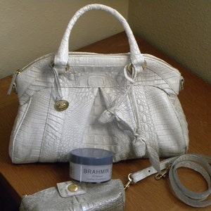 Brahmin White Crocodile Embossed Handbag at 1stDibs  vintage brahmin  alligator purse, brahmin white alligator purse, white brahmin purse