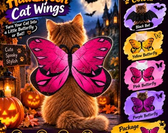 Black Felt Bat Wing Cat Costume, Lightweight Halloween Pet Outfit (Adjustable Fit)