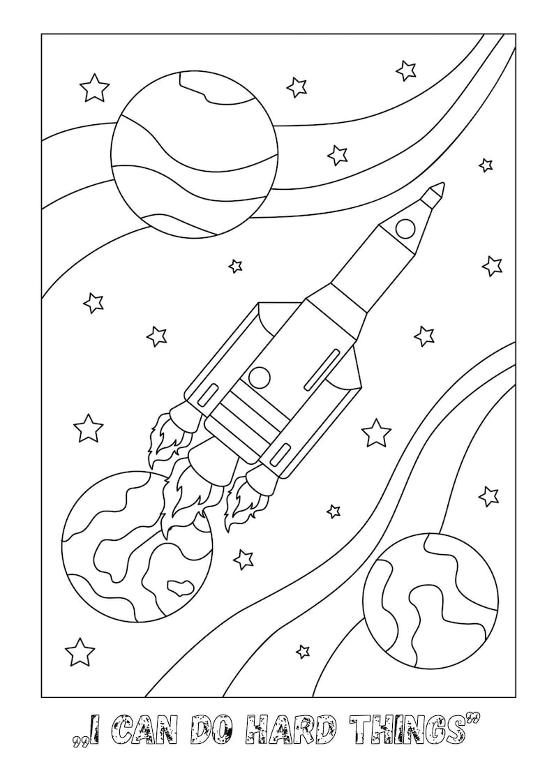 Space Affirmations Coloring Book for Kids, Outer Space Coloring Pages ...