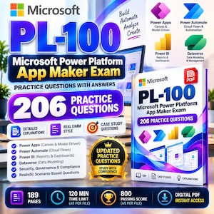 PL-100 Practice Questions PDF, 206 Questions, Power Platform App Maker