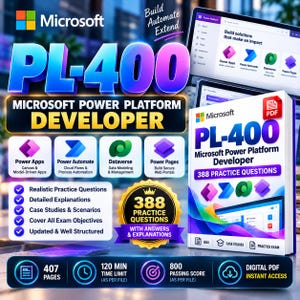 PL-400 Practice Questions PDF, 388 Questions, Power Platform Developer