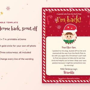 Editable Scout Elf Welcome Back Letter, Christmas Elf Return Note (Digital Download)