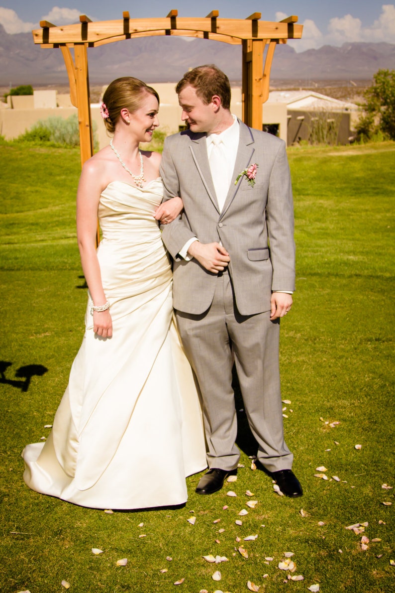 Made In Usa Custom Made Wedding Gown Asymmetrical Satin Etsy