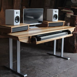 Monkwood SD61 Studio Desk for Composer / Producer / Photographer /Designer / Creative // 61key model in sun-tanned poplar image 7