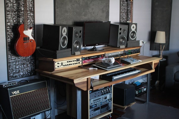 Large Modern Wood Recording Studio Desk For Composer Etsy