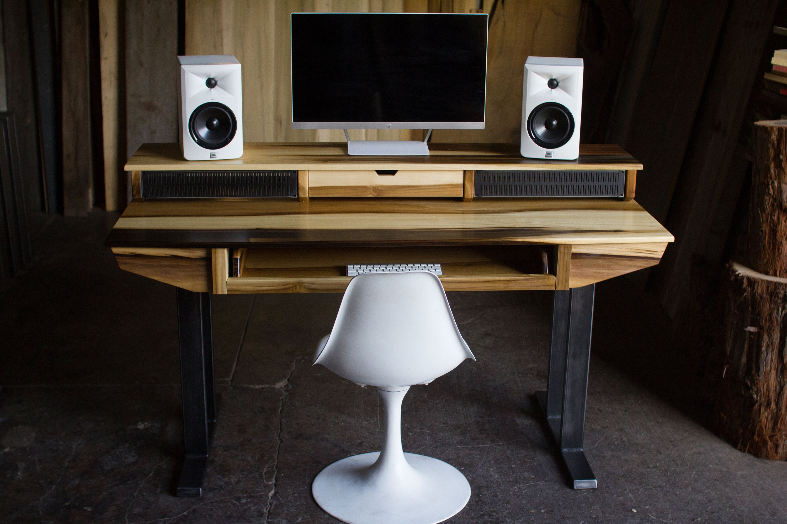 Compact Modern Wood Recording Studio Desk for Composer 