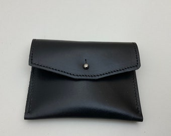 Two pocket Stud Purse 'smooth black' leather, Sam Browne stud fastening perfect size for coins & cards.