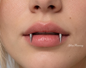 Individuelles Vampirzahn-Smiley-Piercing-Set, 16G Frenulum-Schmuck (2-teiliges Set)