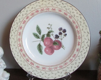 Johnson Brothers 9" Plate - English China - Fruit Sampler Pattern - Unique Plums & Blackberries - Cream Border - Home Decor