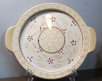 Temp-tations - Tara Old World Presentable Oven Ware - Cream Pattern Plate - Multi Purpose Dish - Handles - Kitchen Must Have - Home Decor