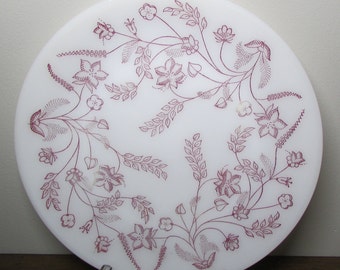 Unique Fire King 10" Vitrock Milk Glass Dinner Plate - Pretty Floral Design - Display / Replacement Dish - Kitchen Home Decor