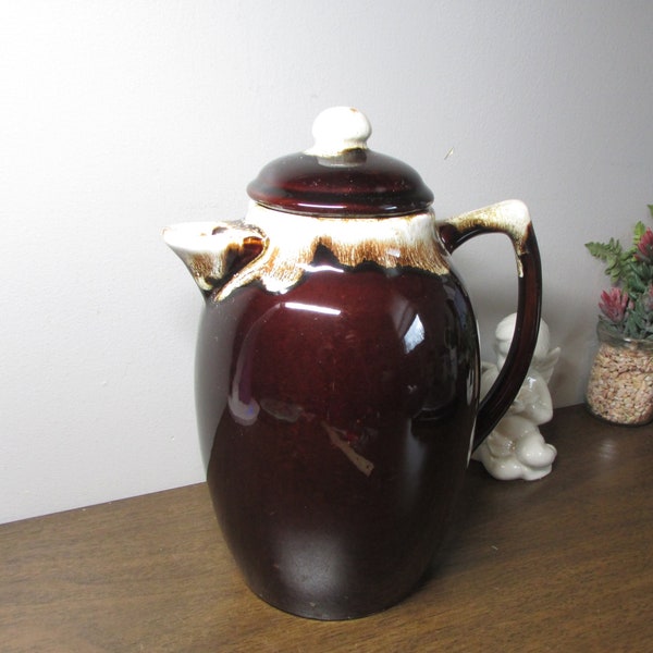 Iconic Pfaltzgraff Coffee Pot - Gourmet Brown Drip Pattern - Collector's Piece - Rustic Home Decor