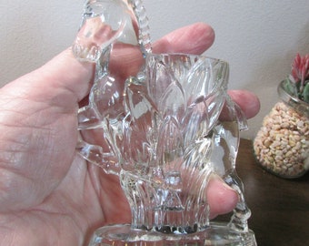 Prancing Horse Vase, Clear Glass, Adorable Bud Vase, Figurine / Knick Knack, Gift Idea, Home Decor