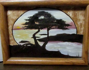 Oil Painting Landscape - Tree Scene - Original Unique Folk Art - Pennsylvania Artist - Small Size Oil - Cottage Charm - Home Decor