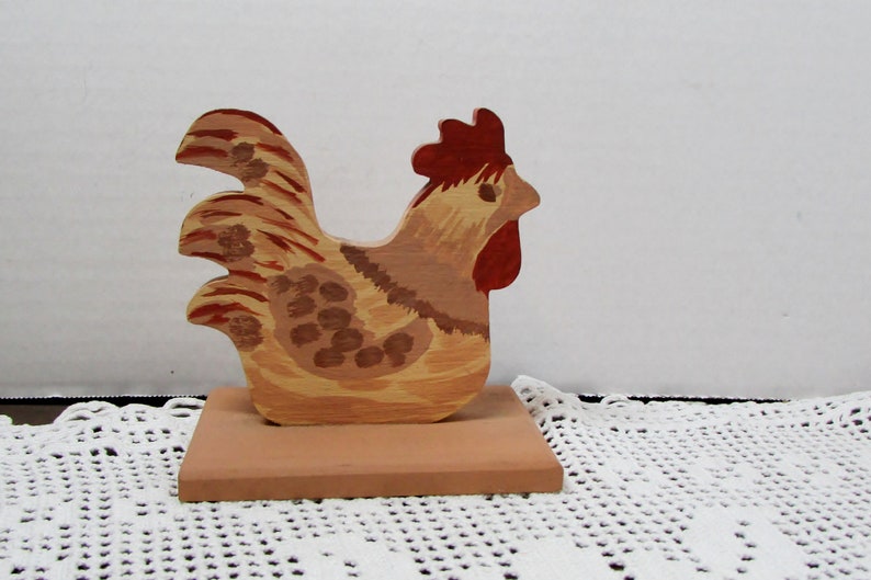 Chicken Rooster Shelf Sitter Unique Hand Crafted Hand Etsy